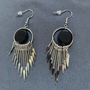 Silver and Black Dangle Earrings